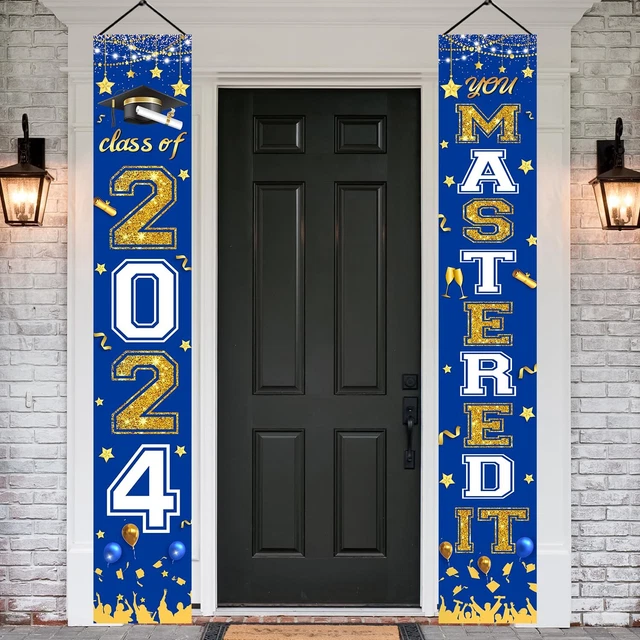 2024 GRADUATION PORCH Sign, Class Of 2024 Decorations, Blue Gold