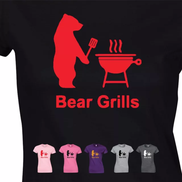 Orso Griglie Donna T-Shirt Strumenti Accessori Animali BARBECUE Barbecue Idea Divertente