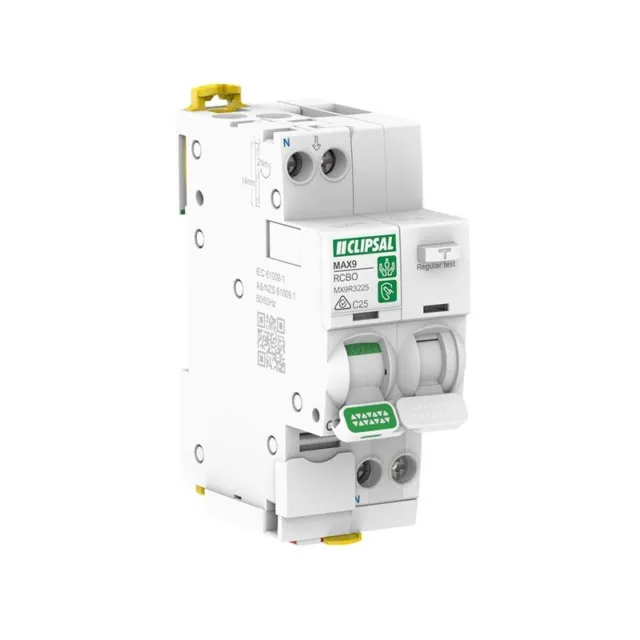 Clipsal by Schneider Electric  Clipsal MX9R3225 | 25A MAX9 RCBO 1PN C | 30mA Typ
