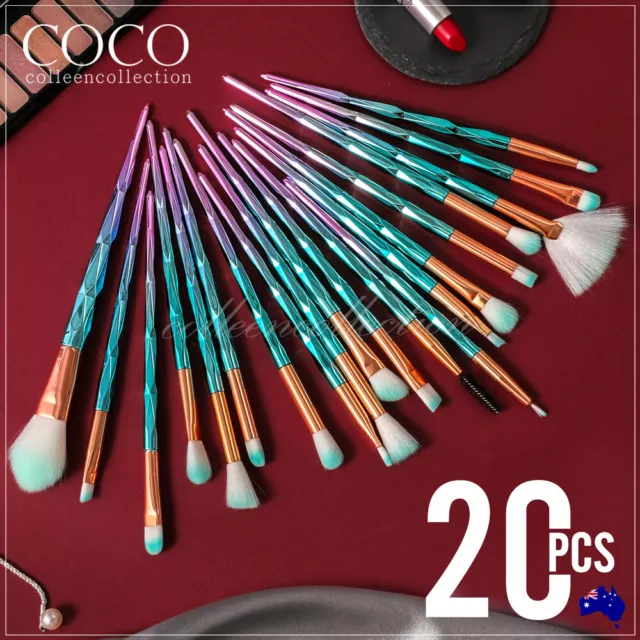 20x Eye Makeup Brush Set Diamond Cosmetic Eyeshadow Eyebrow Blending Make Up