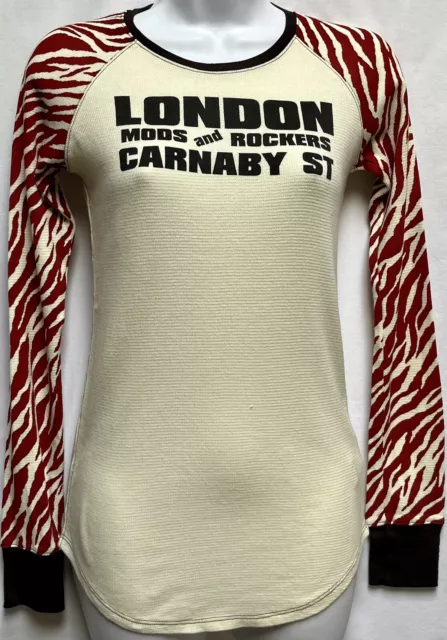 Lucky Brand Jeans Women’s Waffle Shirt London’s MOD Rocker Carnaby Street M NWT