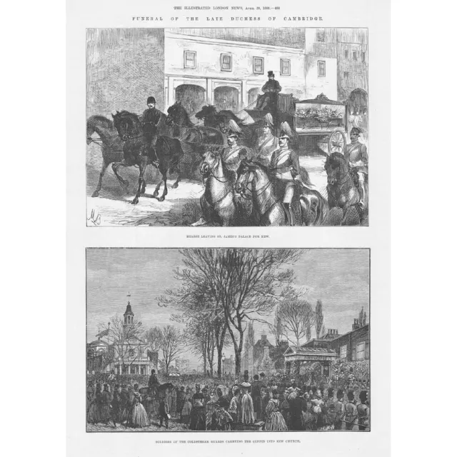 Scenes at The Funeral of the Duchess of Cambridge - Antique Print 1889