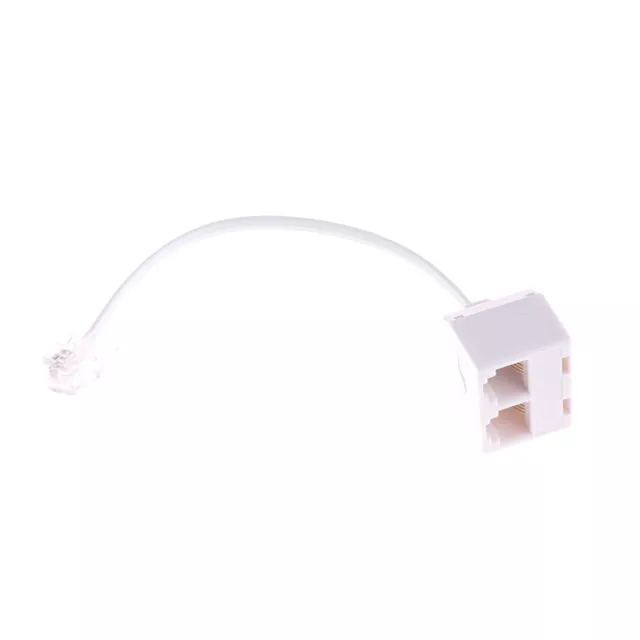 White 6P4C RJ11 Dual Female to Male Telephone Cable Splitter Adapt.gu