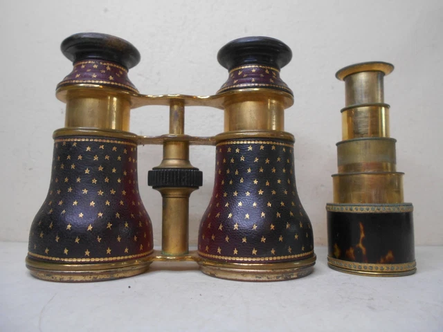 Jumelles De Théâtre Pliantes G.F. France - Laiton Doré Et Gaine Cuir - Vintage