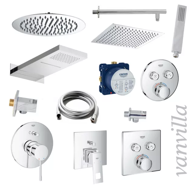 vanvilla Duschset Regendusche mit Duscharmatur Grohe Unterputz poliert Dusch-Set