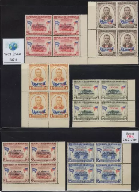 WC1_23221.HONDURAS. Blocks of 1964 IN MEMORY OF JFK air set. Sc.C325-330. MNH