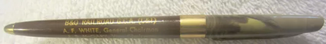 1 B & O railroad  ad celluloid molted color pen,train ad,vtg,A F White chairman