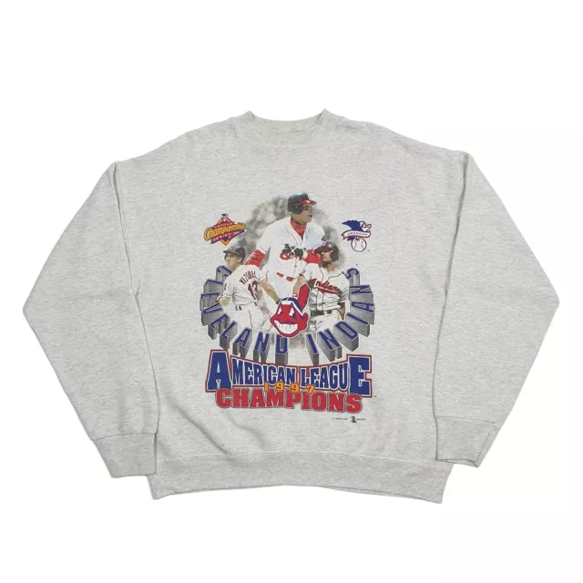 FRUIT OF THE LOOM Cleveland Indians baseball 90s Vintage Sweatshirt Mens L