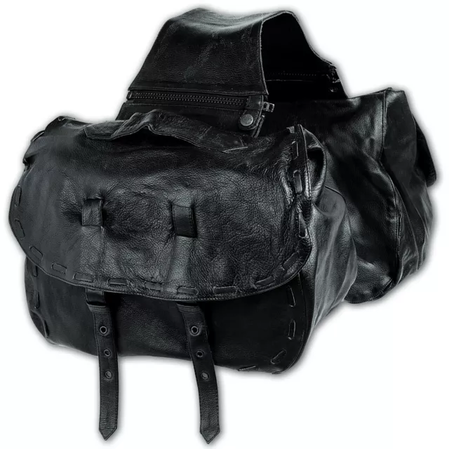 Borse Laterali Pelle Bisacce Custom Chopper Borsa Sotto Sella Nero