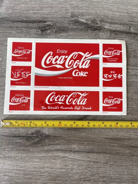 Vintage 8 1/2" X 5 1/2" Coca Cola Coke International 1995 Postmark Stickers