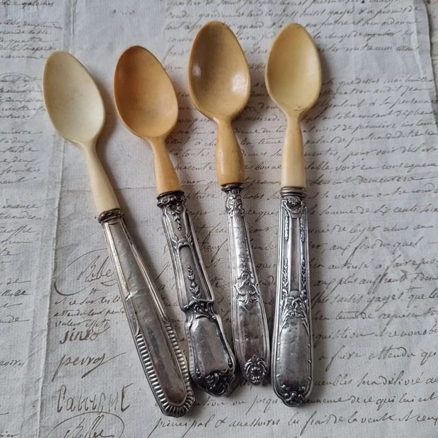 Lot De 4 Mini Cuillères à Médecine Métal Jagowa - Or Argent Bronze Pour Dosage Précis Et Décoration