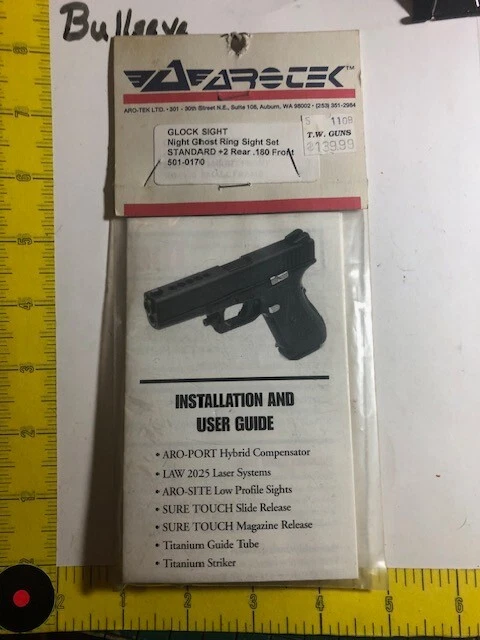 Aro Tek Night Ghost Ring Sight Set Standard +2 Rear .180 Front for Glock Pistols Aro Tek Night Ghost Ring Sight Set Standard +2 Rear .180 Front for Glock Pistols