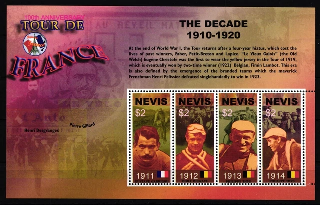 Nevis 1888-1891 postfrisch Kleinbogen Sport Tour de France #IQ701