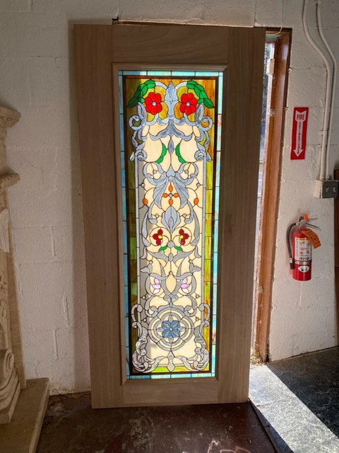 Custom Hand Made Victorian Style Stained Glass Entry Estate Door - Jhl162
