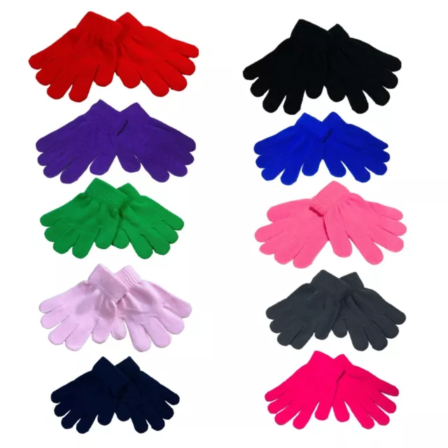 KIDS Magic Gloves Pair Winter Warm Girls Boys Stretch Black Soft Children Unisex