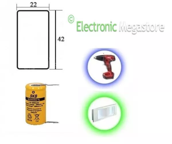 10Pz Batteria Ricaricabile Ni-Cd 1,2V 2000Mah 22X42 A Saldare Skb Elcart Exitv