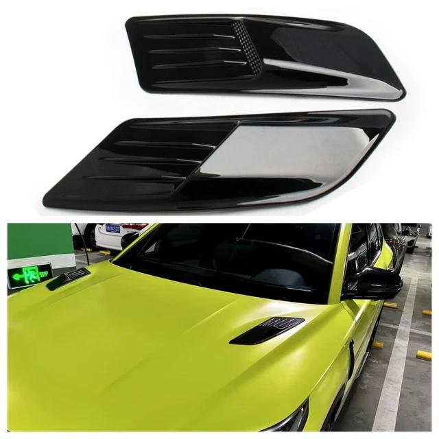 Black Hood Scoop Intake Vent For Racing Car Universal Hoods Vents Cover 2PCS