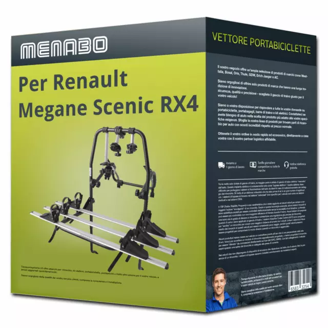 Menabo Polaris 3 portabici portellone per Renault Megane Scenic RX4 JA - 3 bici