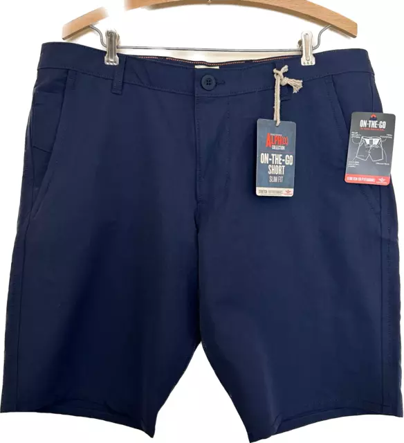 Dockers On The Go Shorts Alpha Collection Slim Fit Stretch Size 36 Navy Blue