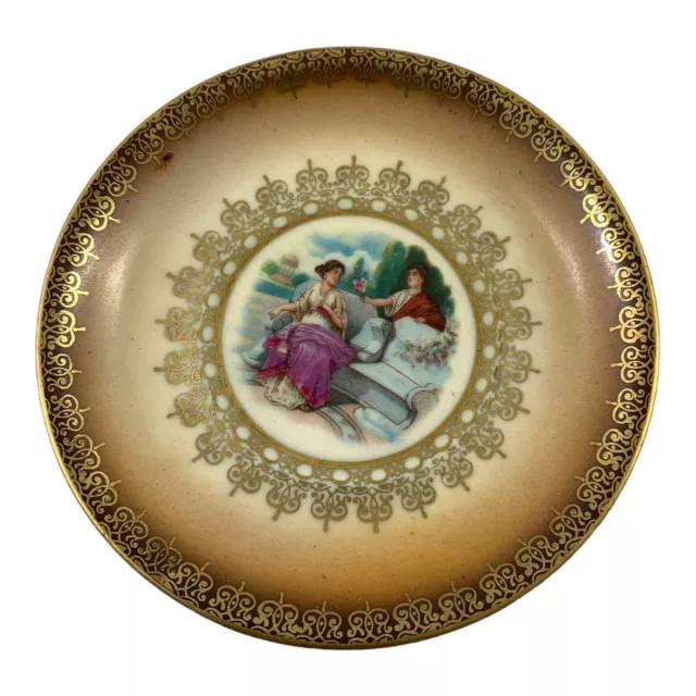 Mitterteich Bavaria Germany Plate Gold Embellished Courting Couple