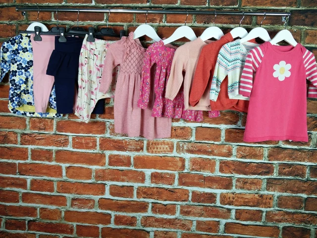 GIRLS BUNDLE 6-9 MONTHS NEXT GAP etc FLORAL FLAMINGO JUMPERS LEGGINGS TOPS 74CM