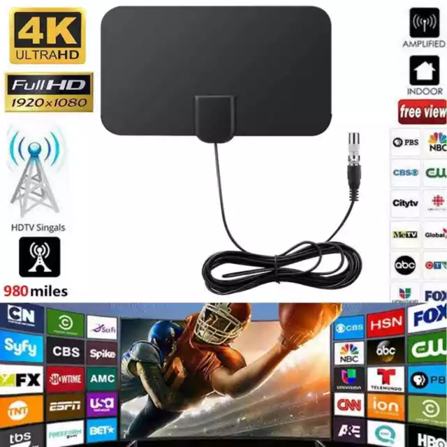 Antenna Tv Interna Amplificata Digitale Terrestre Hd 4K 1080P Dtt Dvb-T Dvb-T2