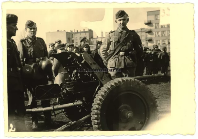 Orig. Foto TdW PaK Geschütz Kaserne SOSNOWITZ Sosnowiec b. Kattowitz Polen 1941