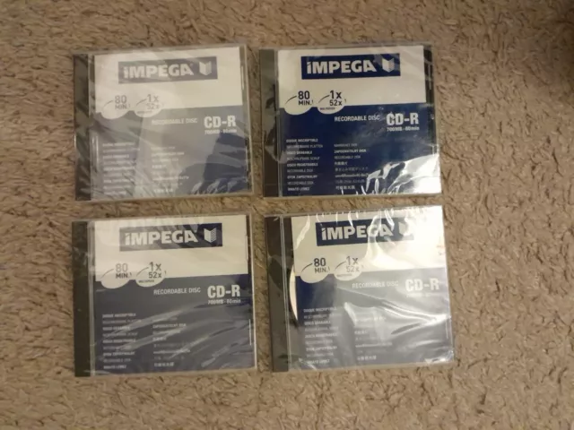 4 Impega Compact Disc Recordable Blank CD Discs 80 Min 700 MB CD-R