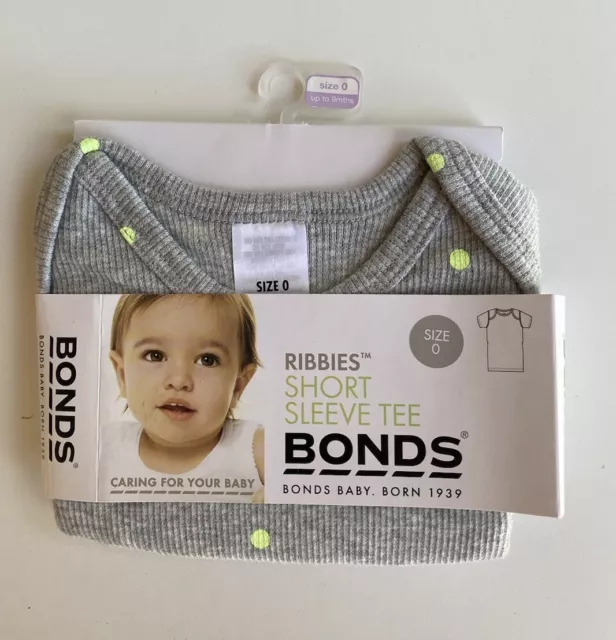 Bonds baby size 6-12 months grey ribbed short sleeve t-shirt spots, BNWT