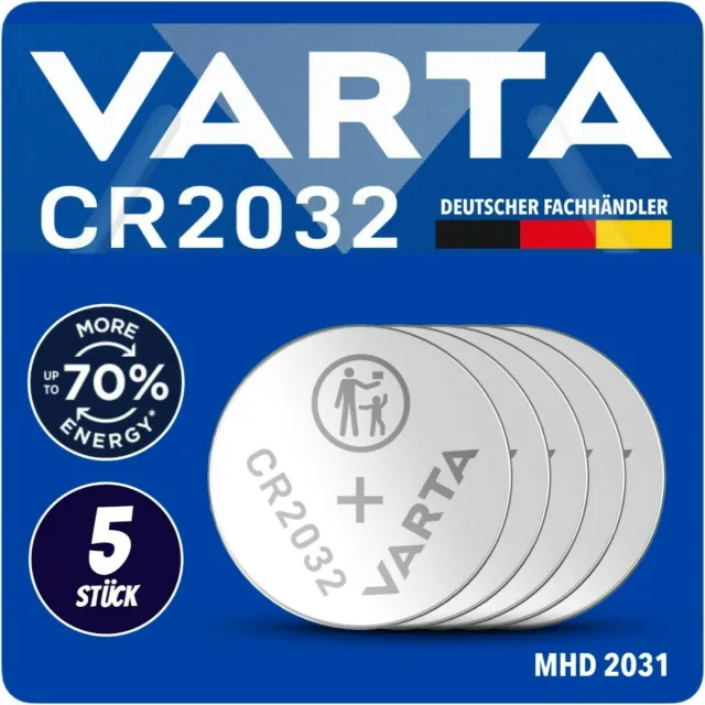 5 x Varta CR2032 CR-2032 Frische Batterien Knopfzellen Markenqualität MHD 2031