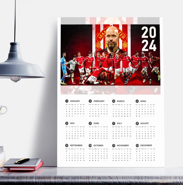 FOR MANCHESTER UNITED FC Fan Calendar UK Football Single Piece Wall