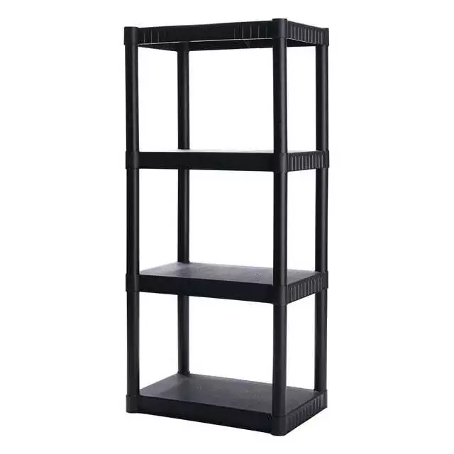 4-Shelf Standard Duty Plastic Storage Shelves, 48” x 21” x 14”, 200lb Capacity,