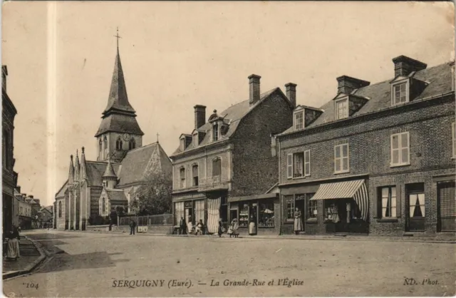 CPA SERQUIGNY La Grande Rue et l'Eglise (1161489)