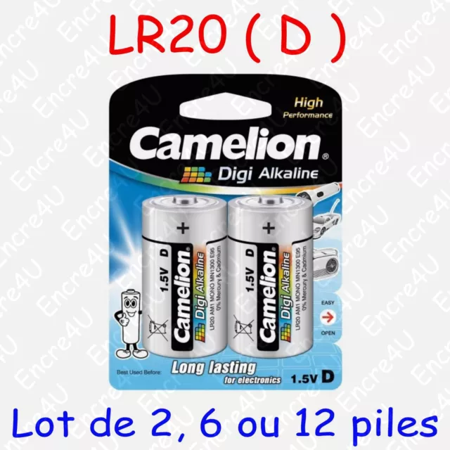 Pile Digi Alcaline type D LR20 R20 MN1300 AM1 E95 1,5V ( lot de 2, 6 ou 12 )