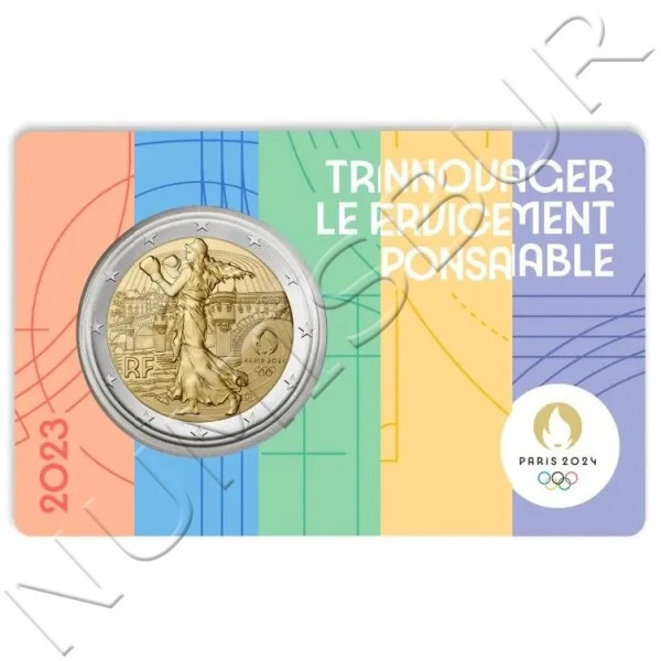FRANCIA 2 EURO 2023 Juegos Olimpicos Paris 2024 coin card color