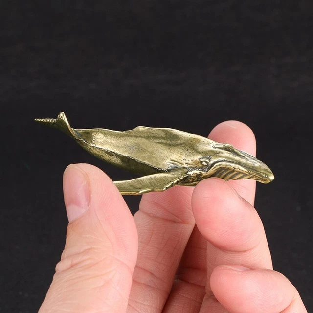 Soild Brass Whale Statue Tea pet Decoration Ornament Figurine Animal Miniature