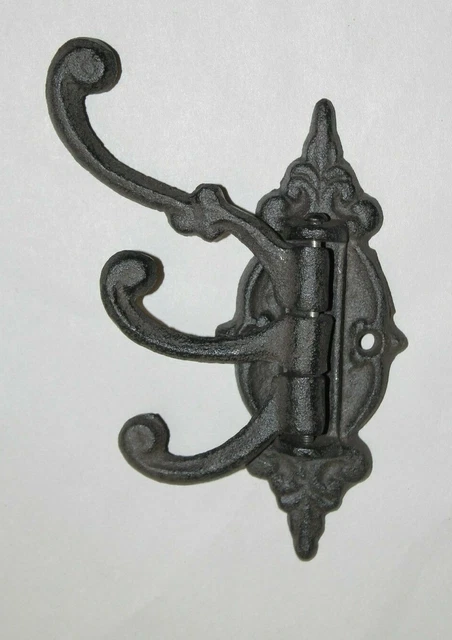 Ingenious CAST IRON Wall Coat Rack 3-Hooks Hanger Hat Jewelry Hook Victorian #1