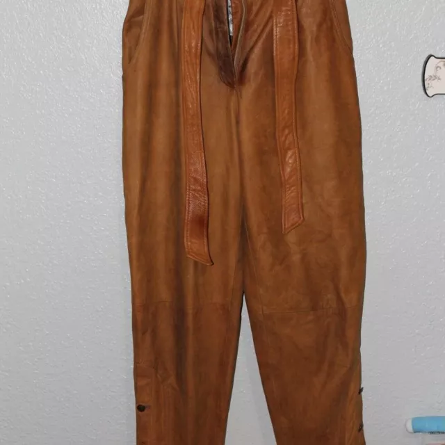 Pia Rucci Vintage 80s Brown Suede Leather Pants Size 4 Pre Owned Great Condition