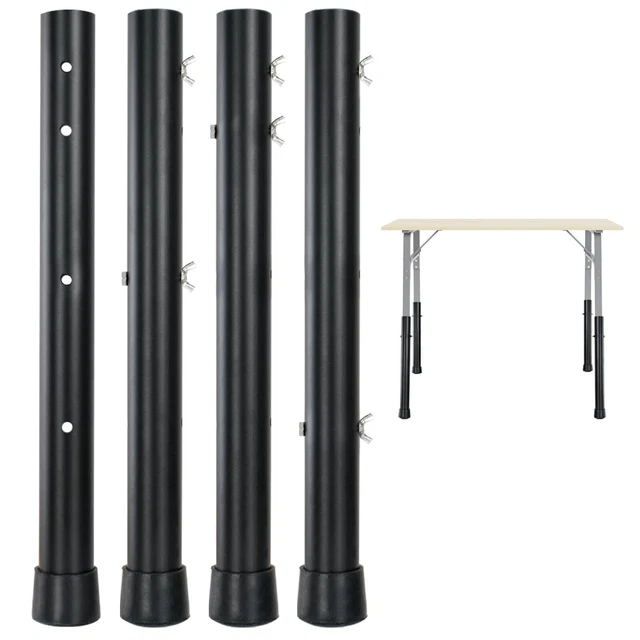 4 PACKS TABLE Leg Extenders Adjustable Table Leg Risers Black Heavy ...