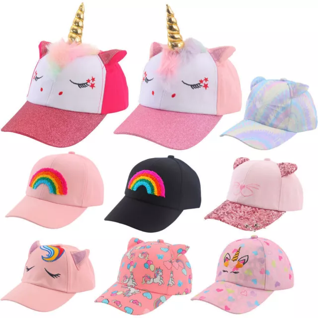 Baby Toddler Girls Unicorn Baseball Caps Kids Children Rainbow Snapback Sun Hats