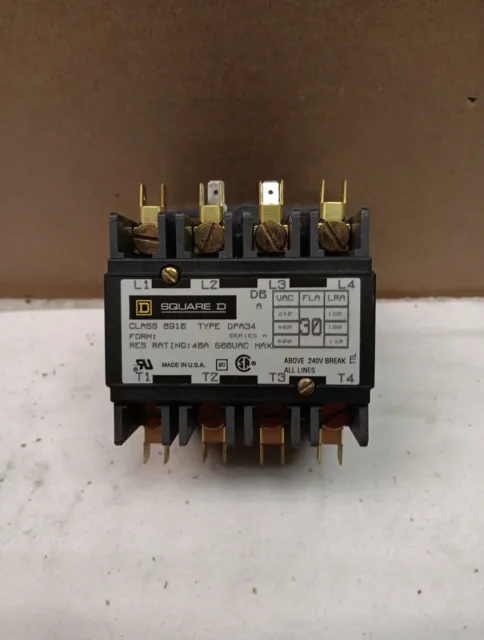 Square (D) Definite Purpose  Contactor Class 8910 Type DPA34V02