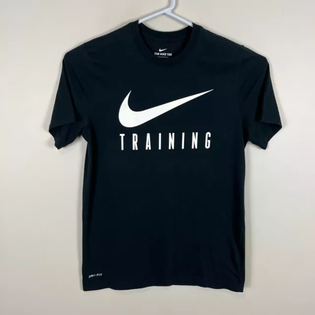 Nike Black Dri-Fit Training Cotton Crew Neck Casual Tee T Shirt Mens Medium M