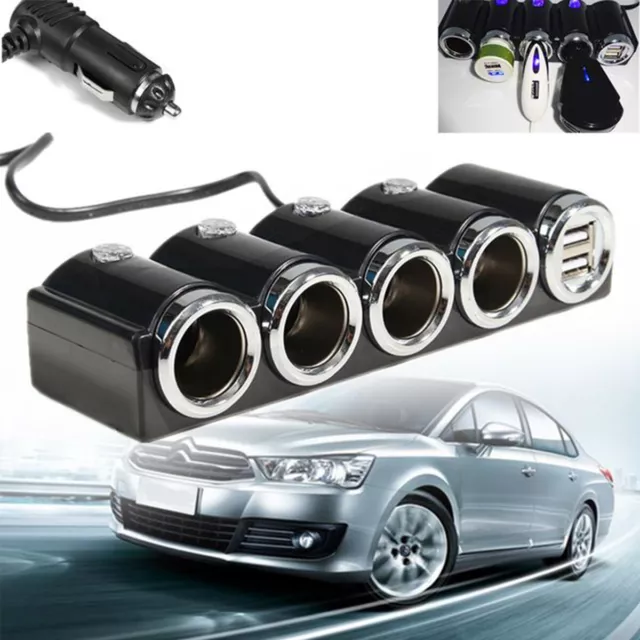 4 Way 12V -24V USB Charger Adapter Multi Socket Car Cigarette Lighter Splitter