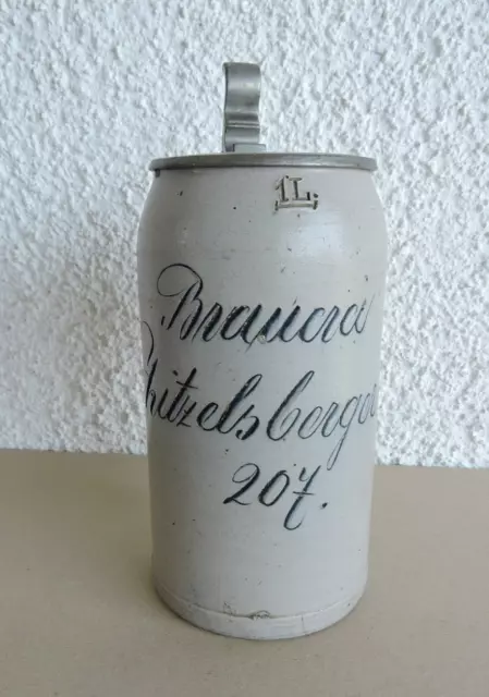 alter Bierkrug 1L Brauerei Zitzelsberger Ruhmannsfelden Niederbayern geritzt