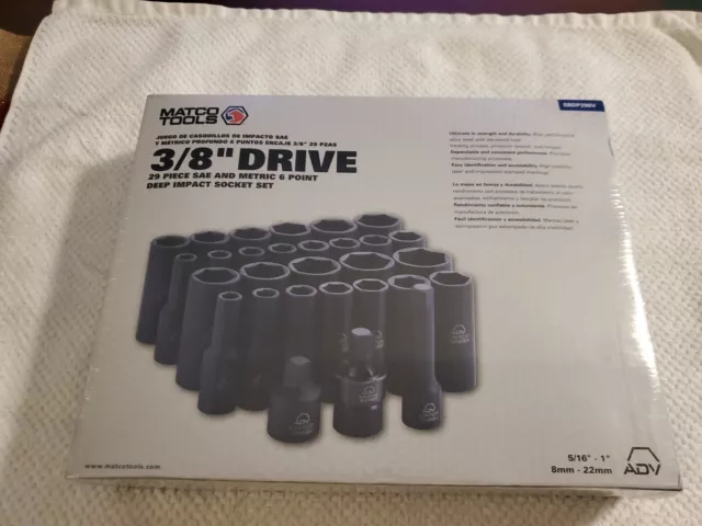 Matco  S.b.d.p.2.9.6.v 3/8" Drive 29 Piece Sae  Metric 6 Point Deep Impact Set