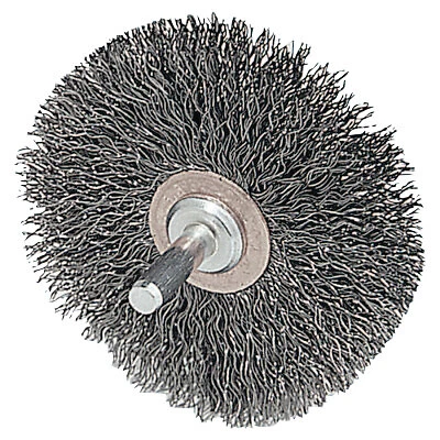Stem-Mounted Narrow Conflex Brush, 2 in D X 3/8 in W, .0118 Steel, 20,000 Rpm