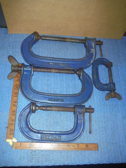 4X Vintage Record G Clamps 6" 5" 4" 2" Joiner Heavy Duty Tool Job Lot