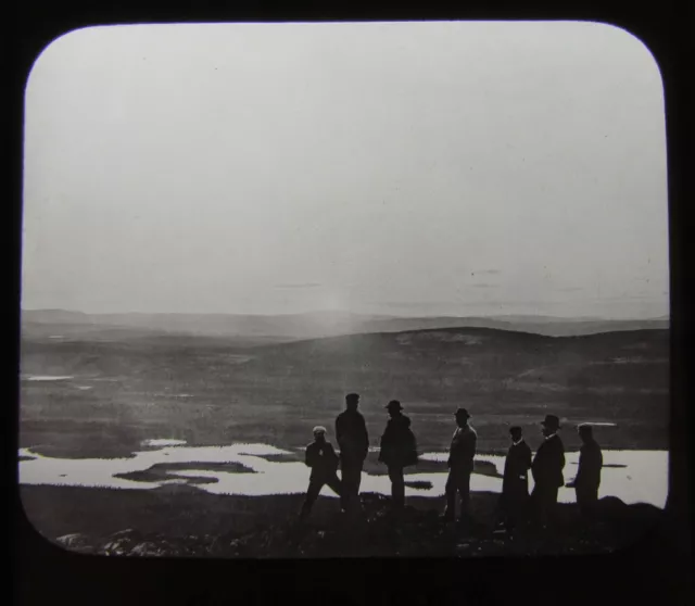 Glas magische Laterne Rutsche MITTERNACHT SONNE LAPPLAND C1890 SCHWEDEN