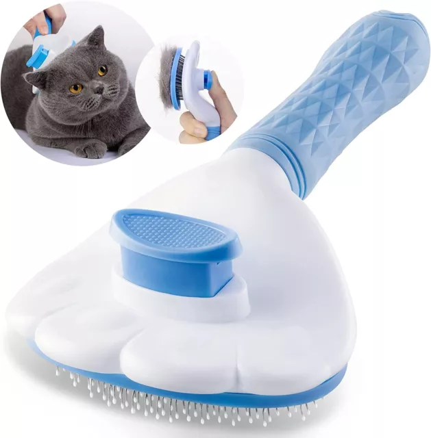Self-Cleaning Slicker Brush for Dogs & Cats: Dog Grooming Brush for Shedding