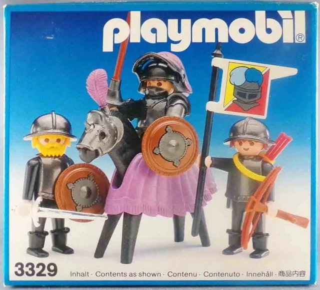 Lot Playmobil Moyen-Âge – 3 Paysans, Animaux, Nourriture, 2 Chevaux Et Charrette – Occasion